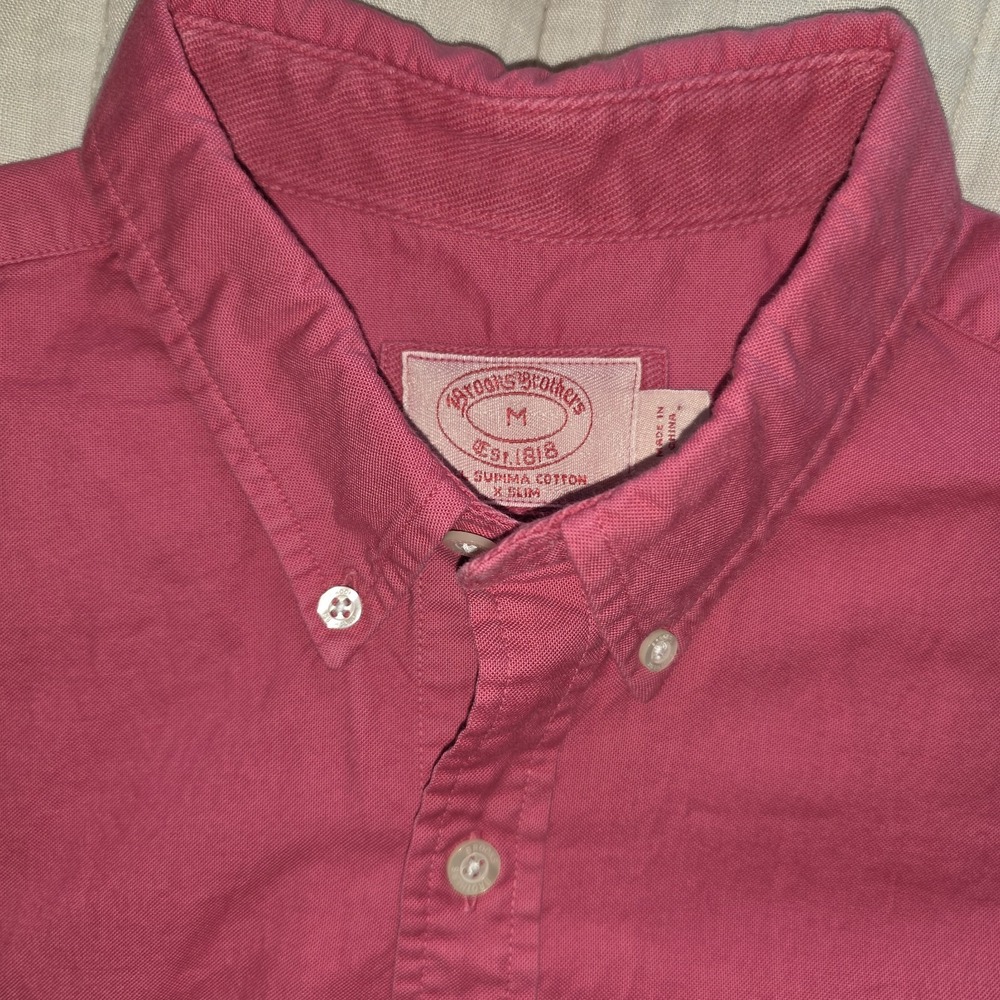 Brooks Brothers All Supima Cotton X Slim Shirt Short Sleeve Pink Mens M